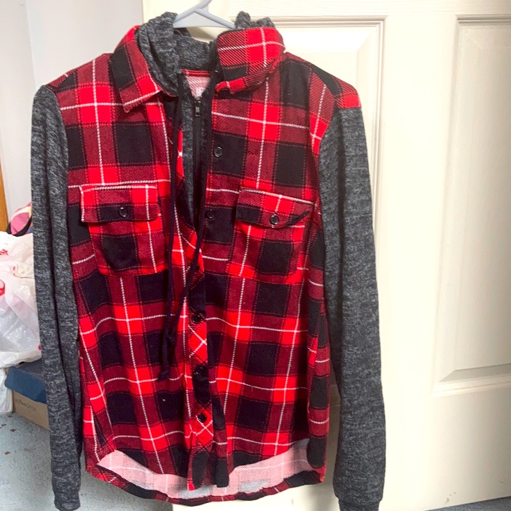Plaid zip up sweater